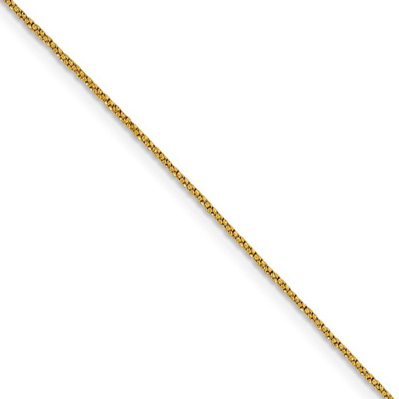 0.9mm 14k Yellow Gold Diamond Cut Twisted Box Chain Necklace, 18 Inch